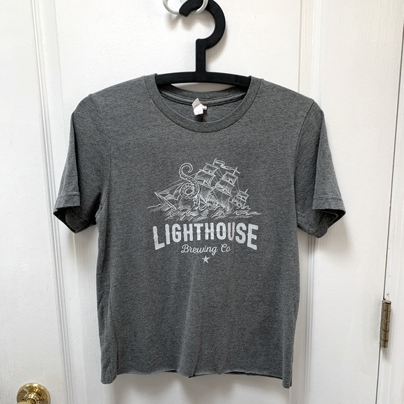 Grey Cropped Brewery T-shirt - Picture 1 of 2